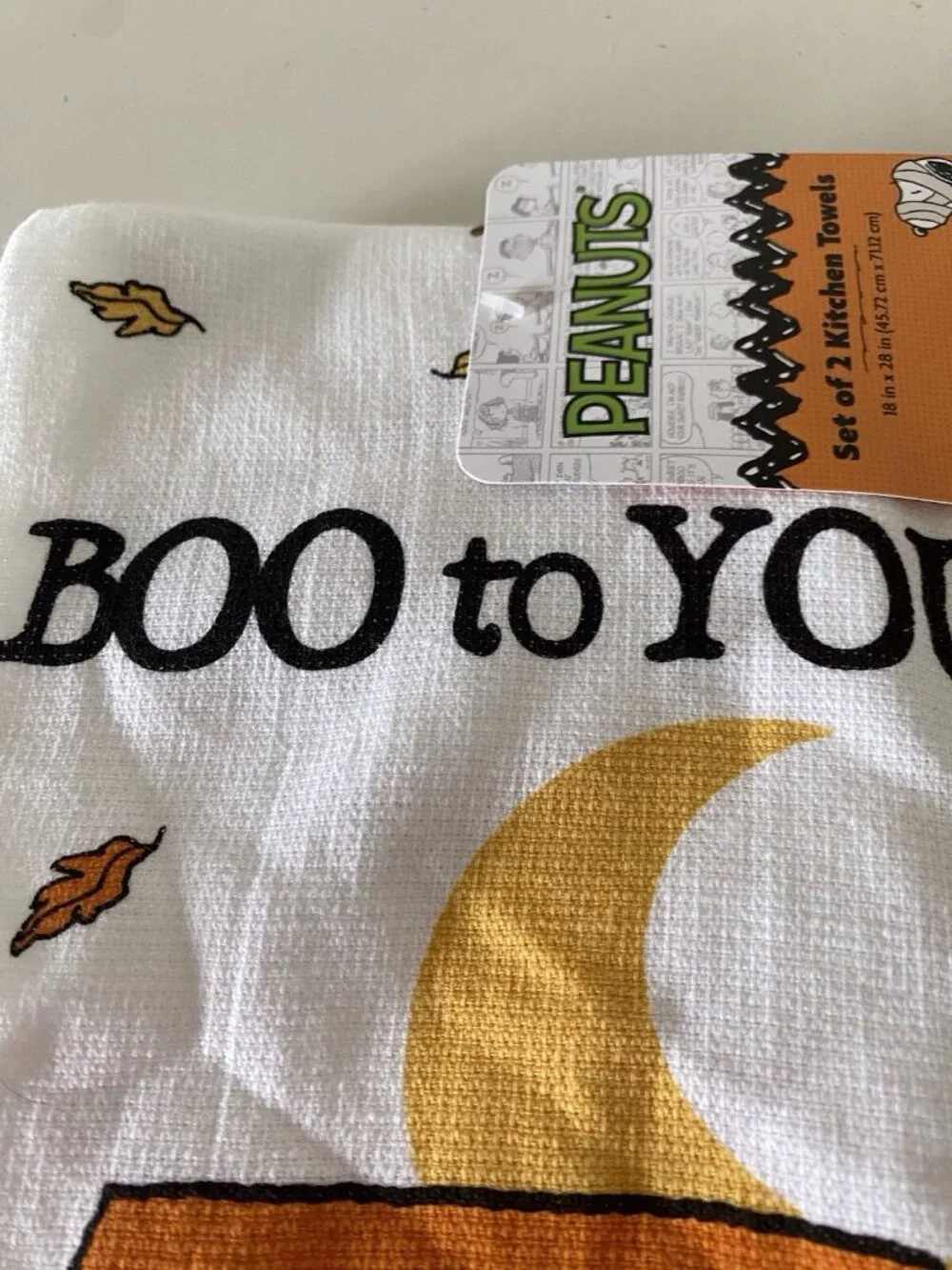 2 Pack Peanuts Snoopy Halloween Kitchen Towels 18” X 28” Ghost Doghouse NEW